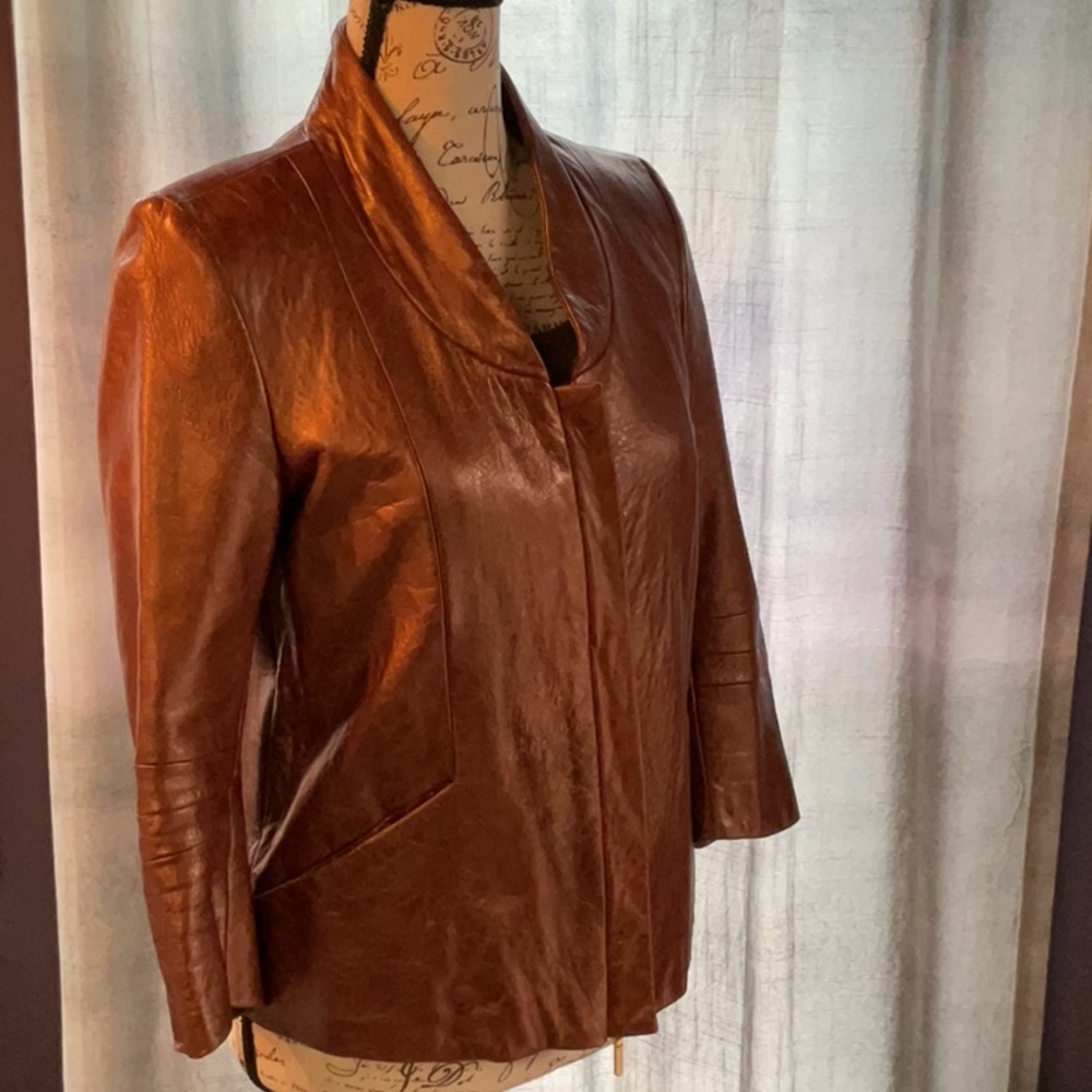 Rebecca Minkoff Metallic Copper Leather Jacket - Picture 3 of 16